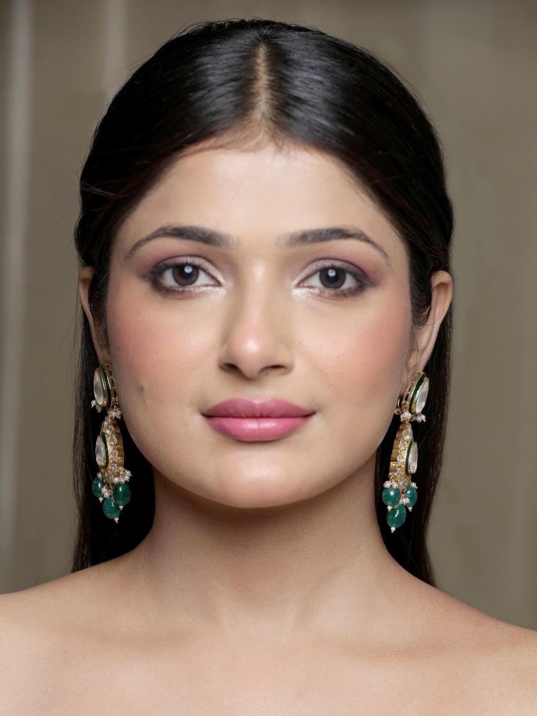 

STYLE DECO Polki Stone Studded Drop Earrings, Gold