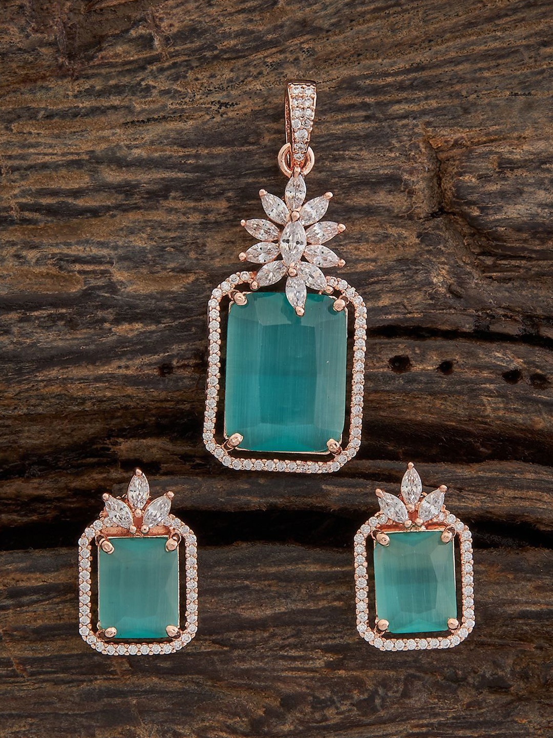 

Kushal's Fashion Jewellery Rose Gold-Plated Cubic Zirconia Stone-Studded Jewellery Set