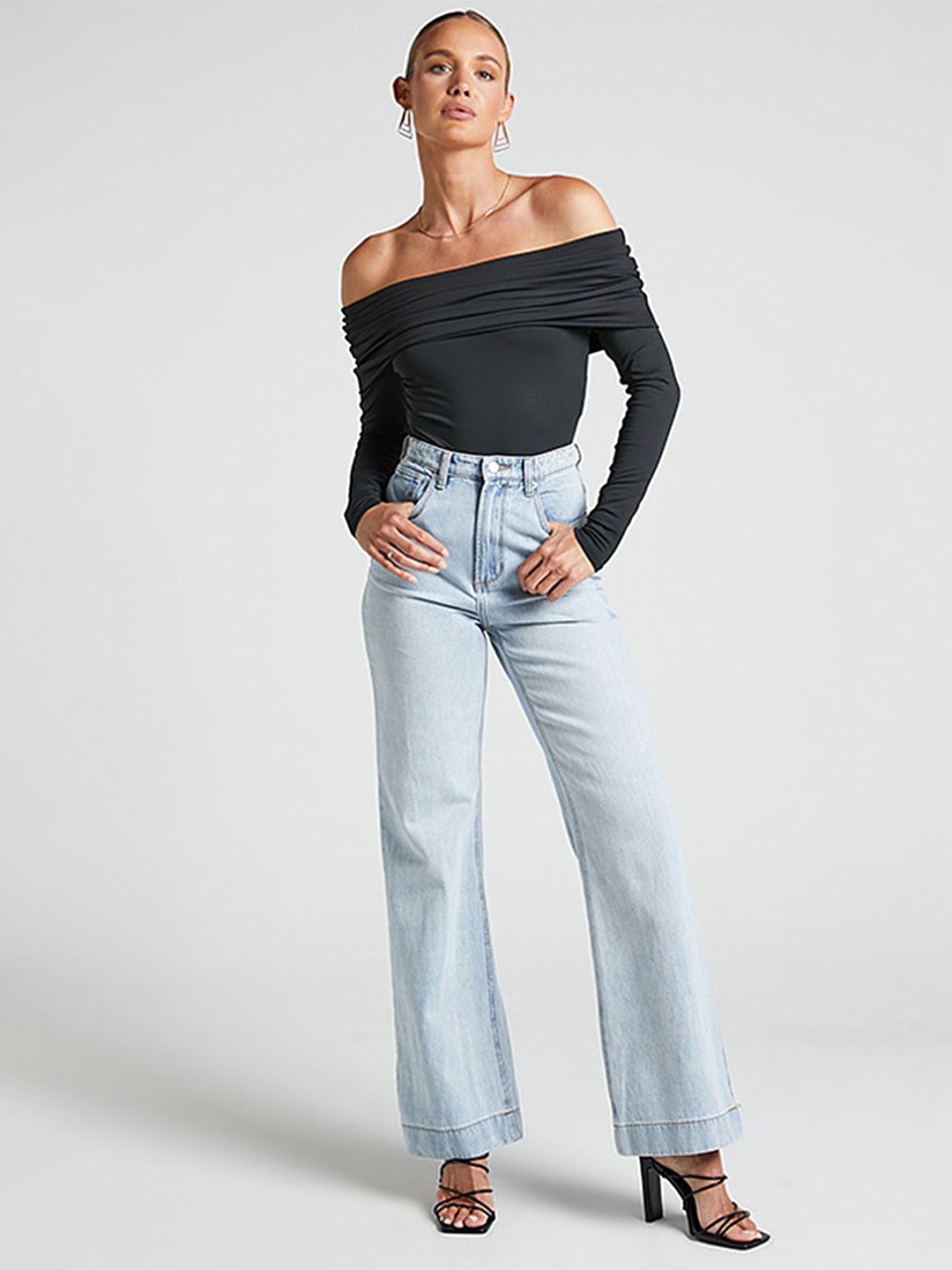 

LULU & SKY Off-Shoulder Bardot Top, Black