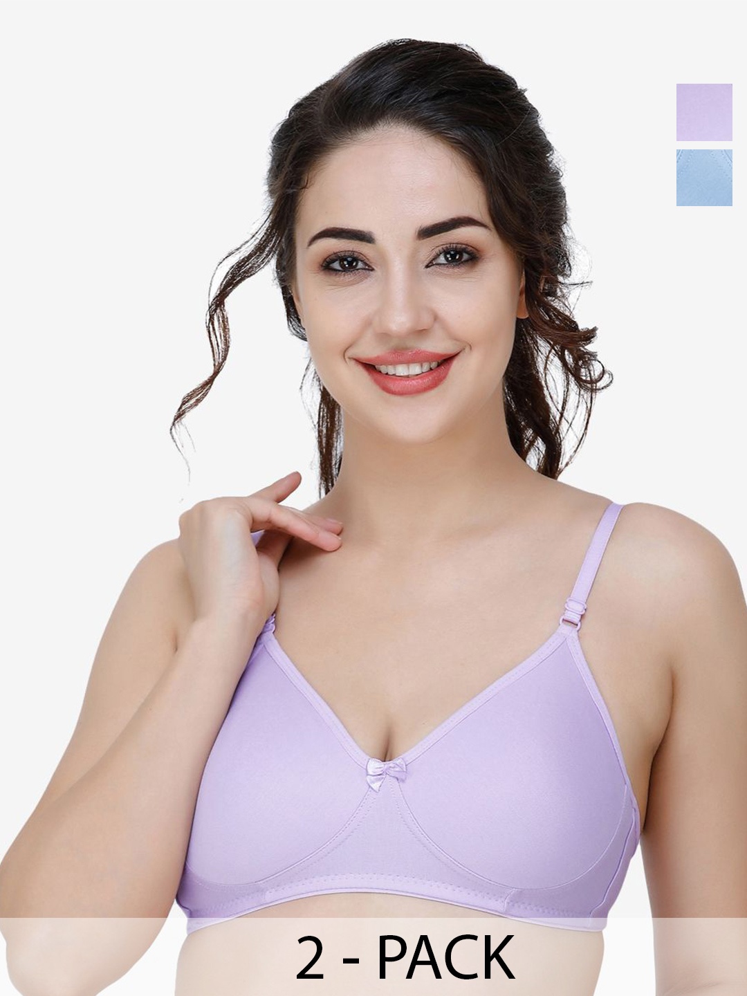 

Docare Women Pack of 2 Full Coverage T-shirt Non Padded Bra, Purple