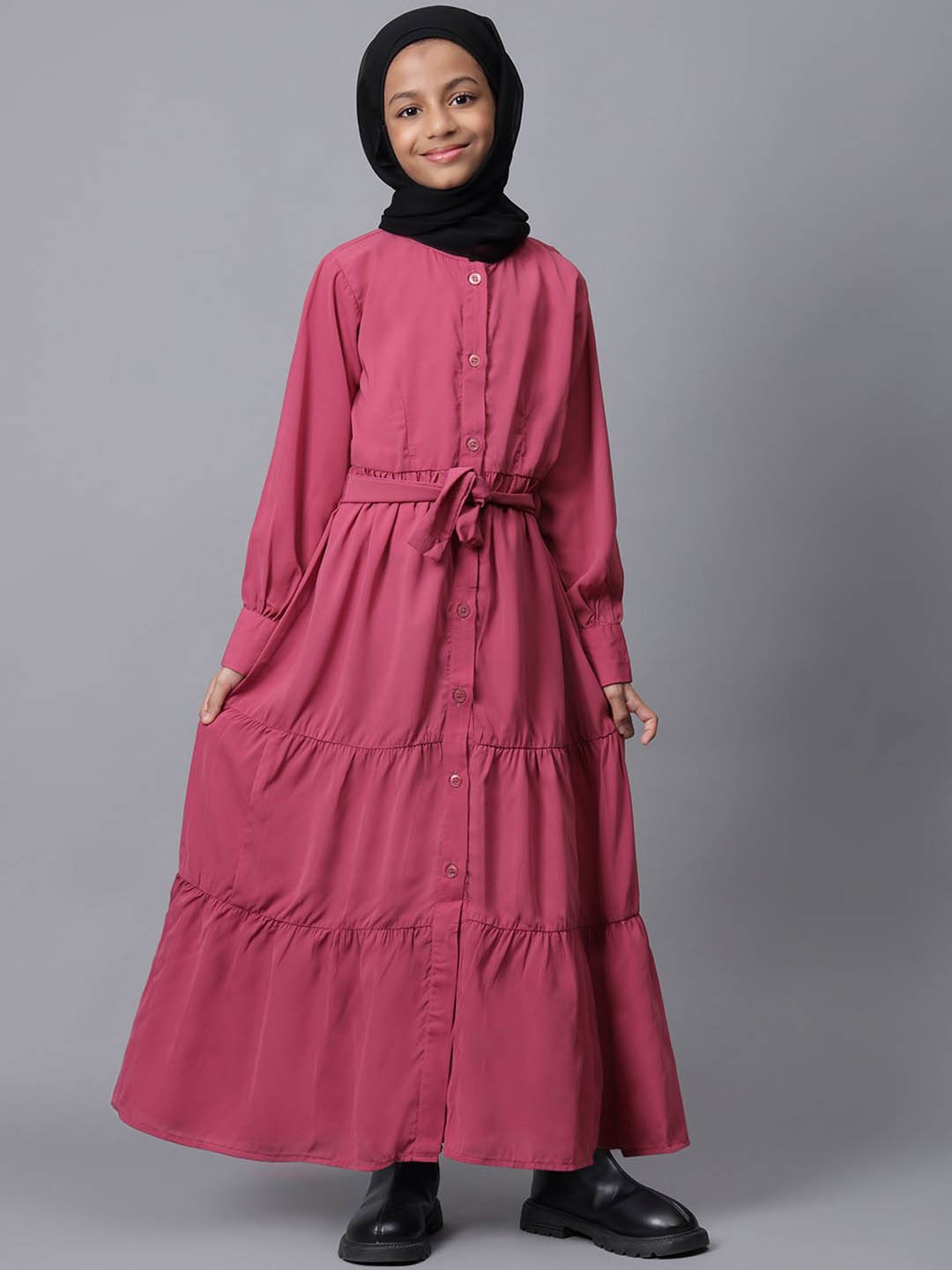 

NABIA Girls Tired Abaya Burqa, Pink