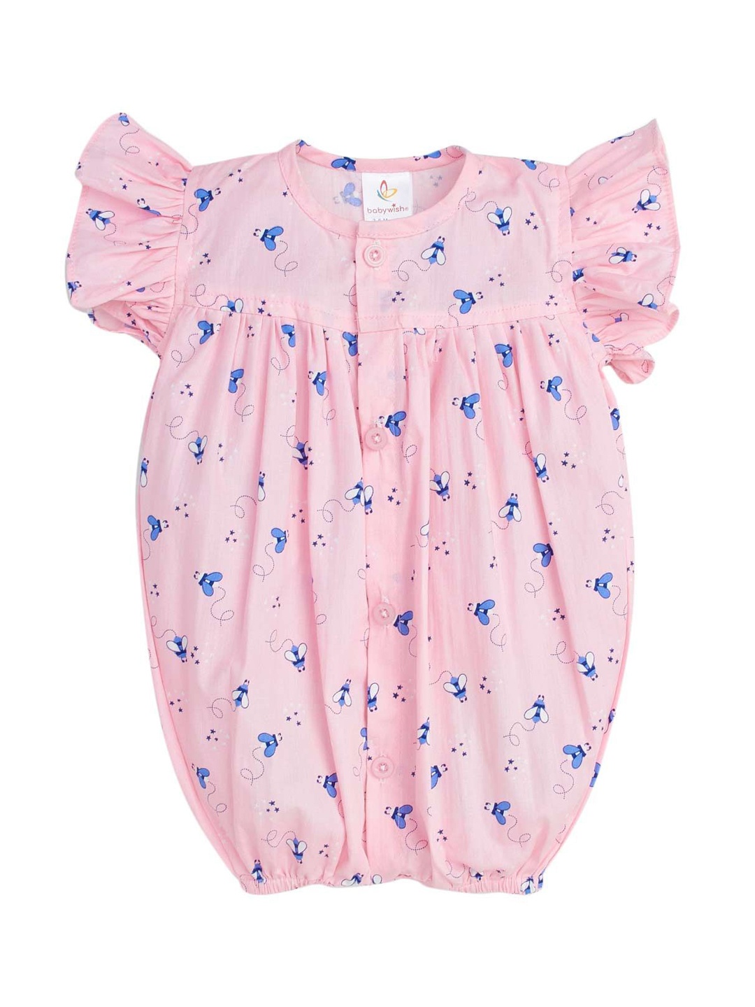 

Babywish Infant Girls Printed Pure Cotton Rompers, Pink