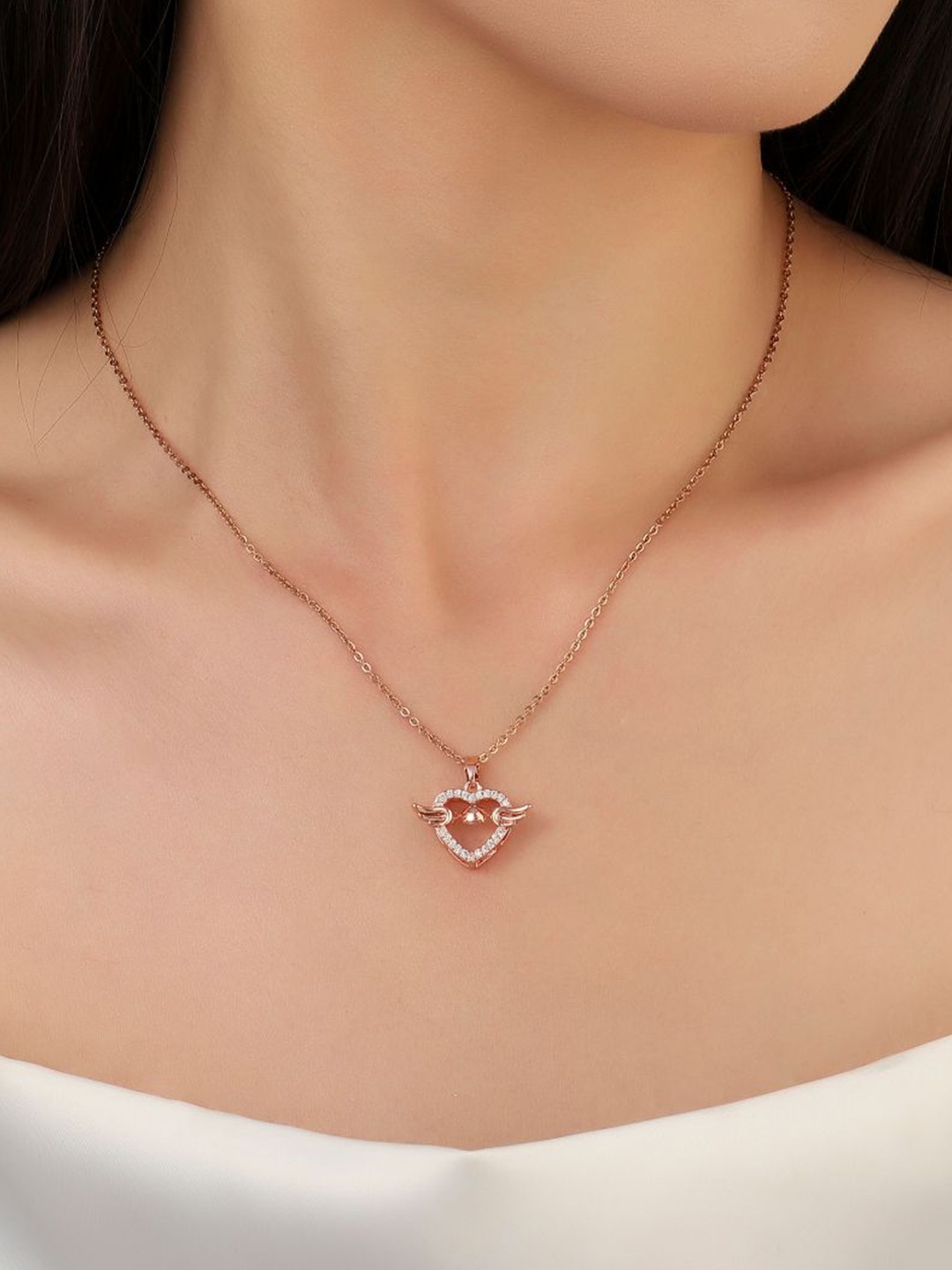 

SALTY Rose Gold-Plated Wingy Heart-Shaped Pendants With Chains