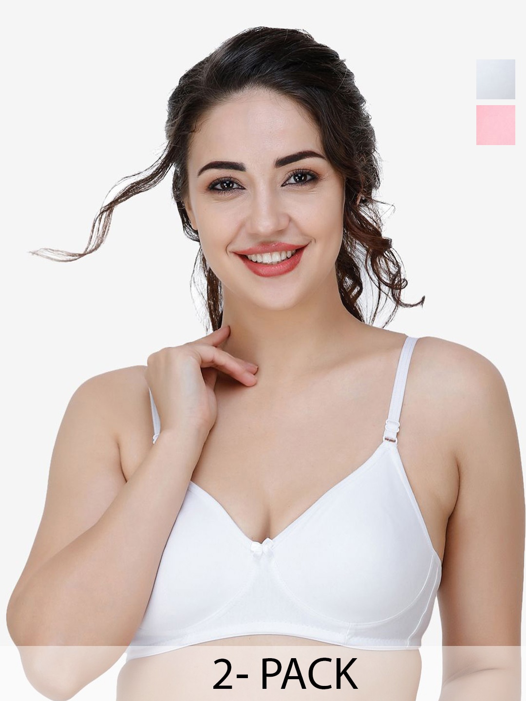 

Docare Women Pack of 2 Full Coverage T-shirt Non Padded Bra, Pink