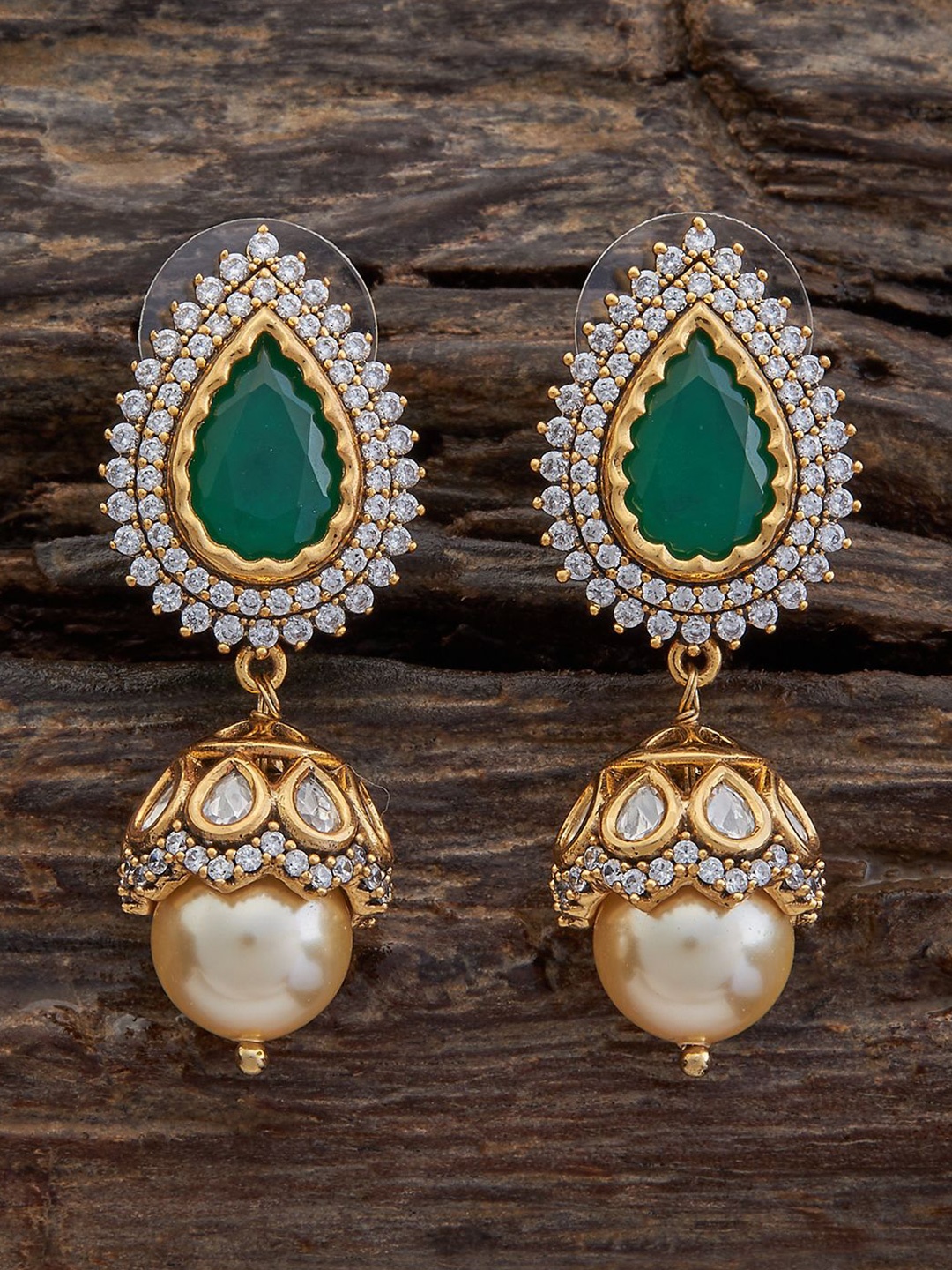 

Kushal's Fashion Jewellery Teardrop Shaped Jhumkas, Green