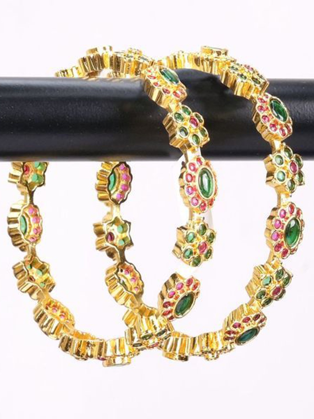 

Zevarly Set Of 2 Gold-Plated American Diamond Studded Bangles