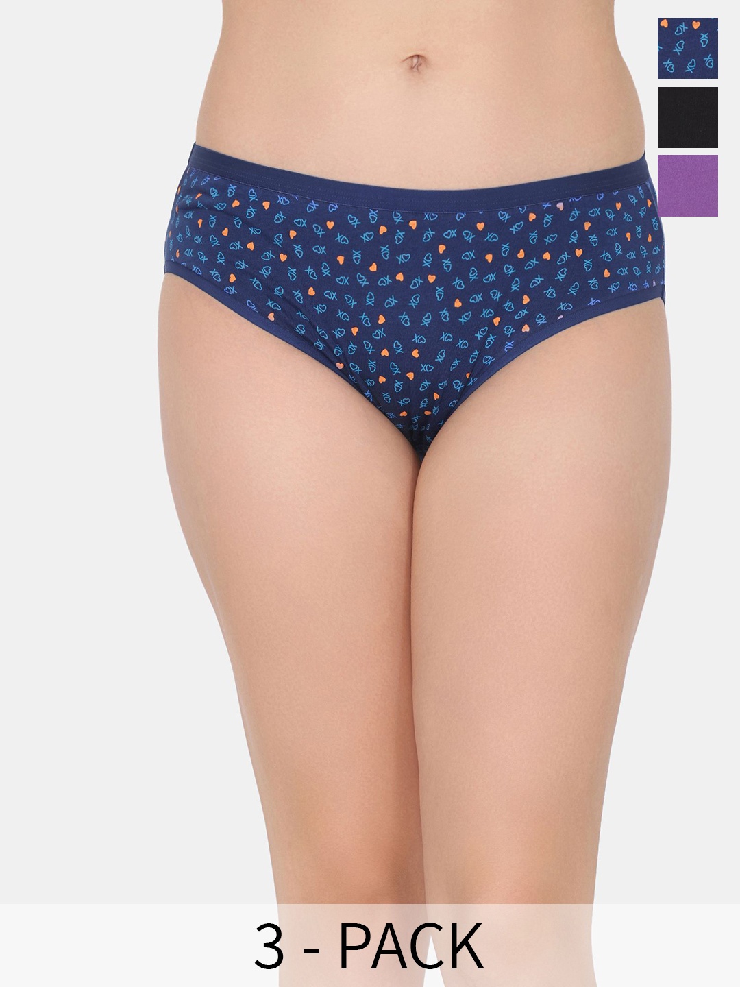 

Rosaline by Zivame Pack Of 3 Assorted Seamless Hipster Briefs RO2075FASH0BLAK