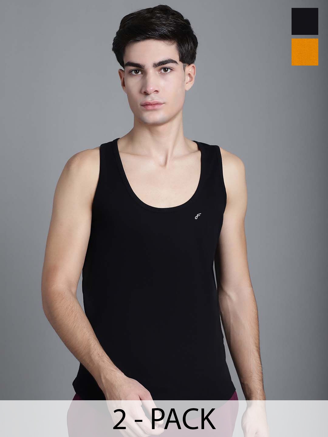

FBAR Pack Of 2 Anti-Bacterial Innerwear Vest FBC-01-26, Black