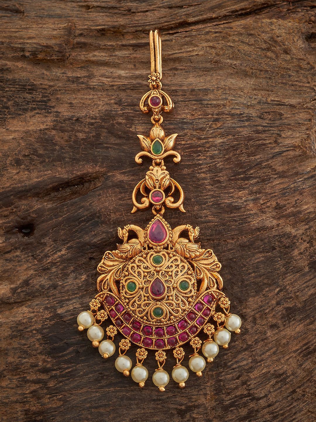 

Kushal's Fashion Jewellery Gold Plated Artificial Stones and Beads Studded Maang Tikka