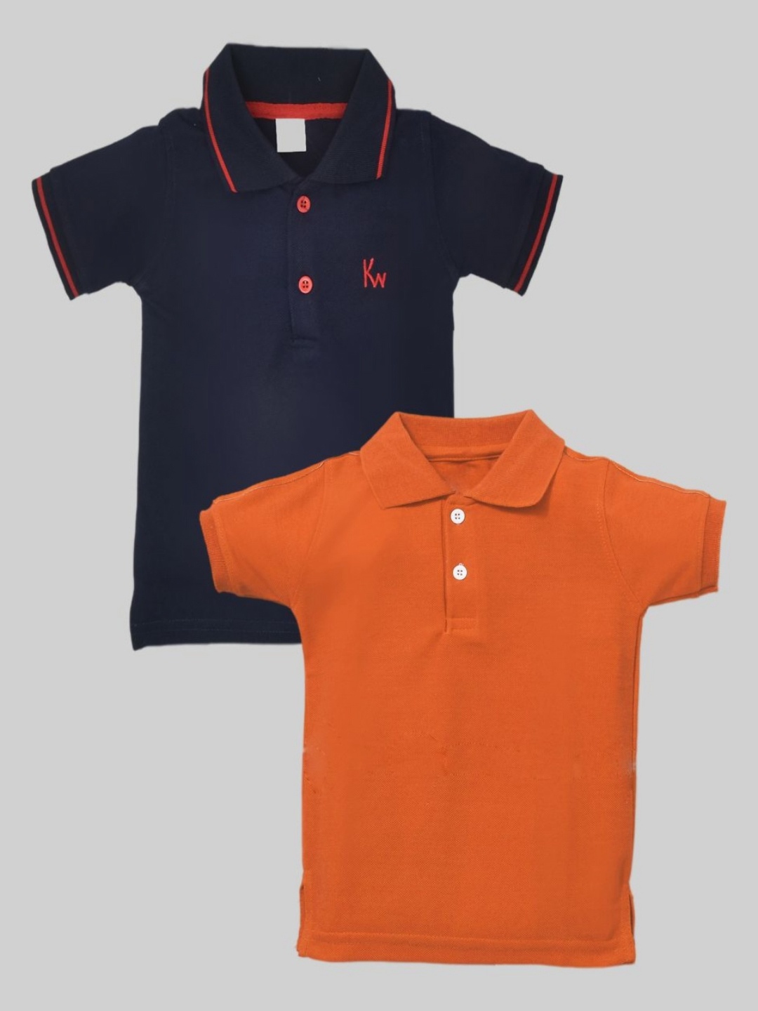 

BAESD Pack Of 2 Boys Solid Polo Collar Cotton T-shirts, Navy blue