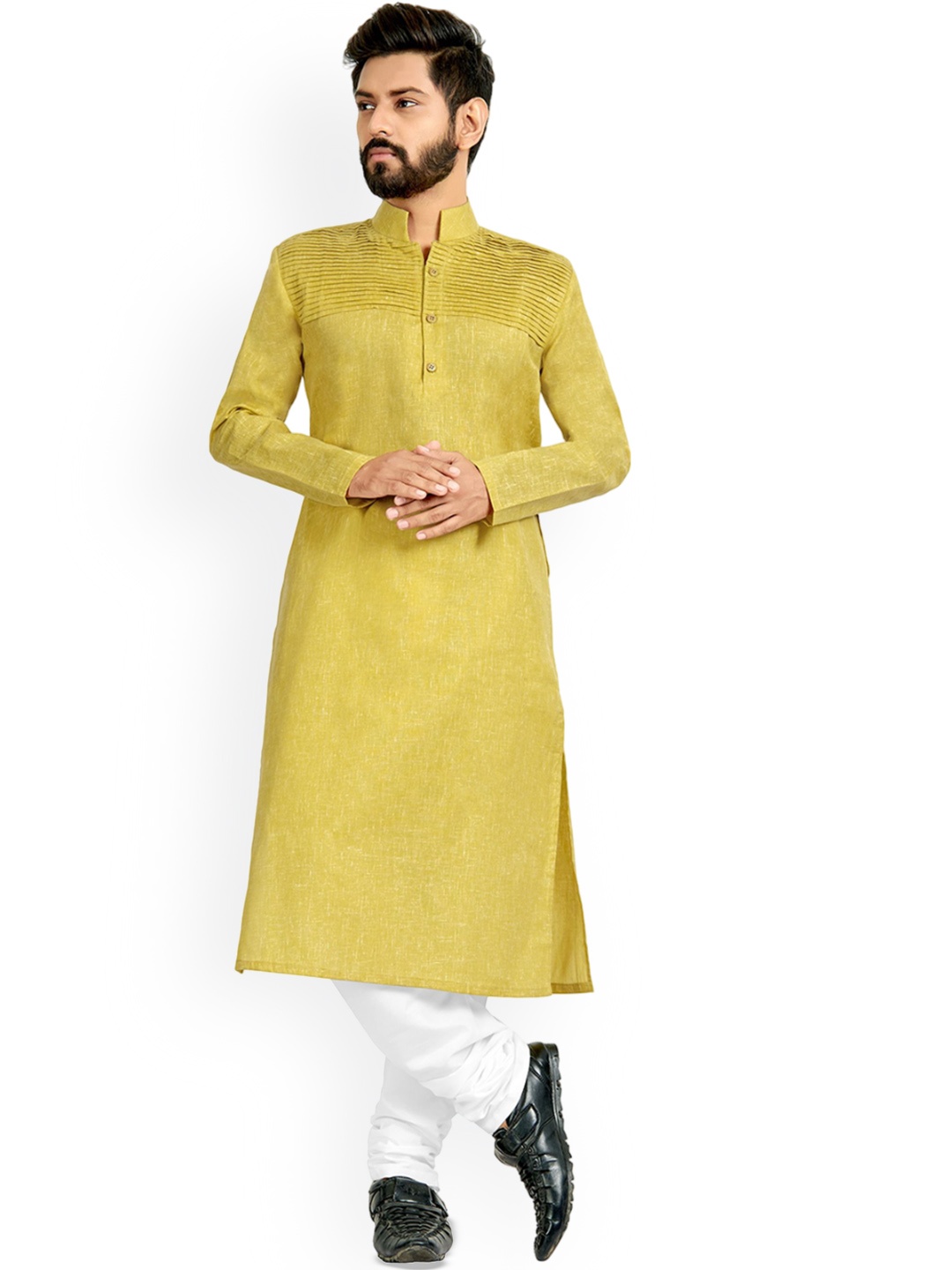 

Nimayaa Mandarin Collar Straight Kurta, Yellow