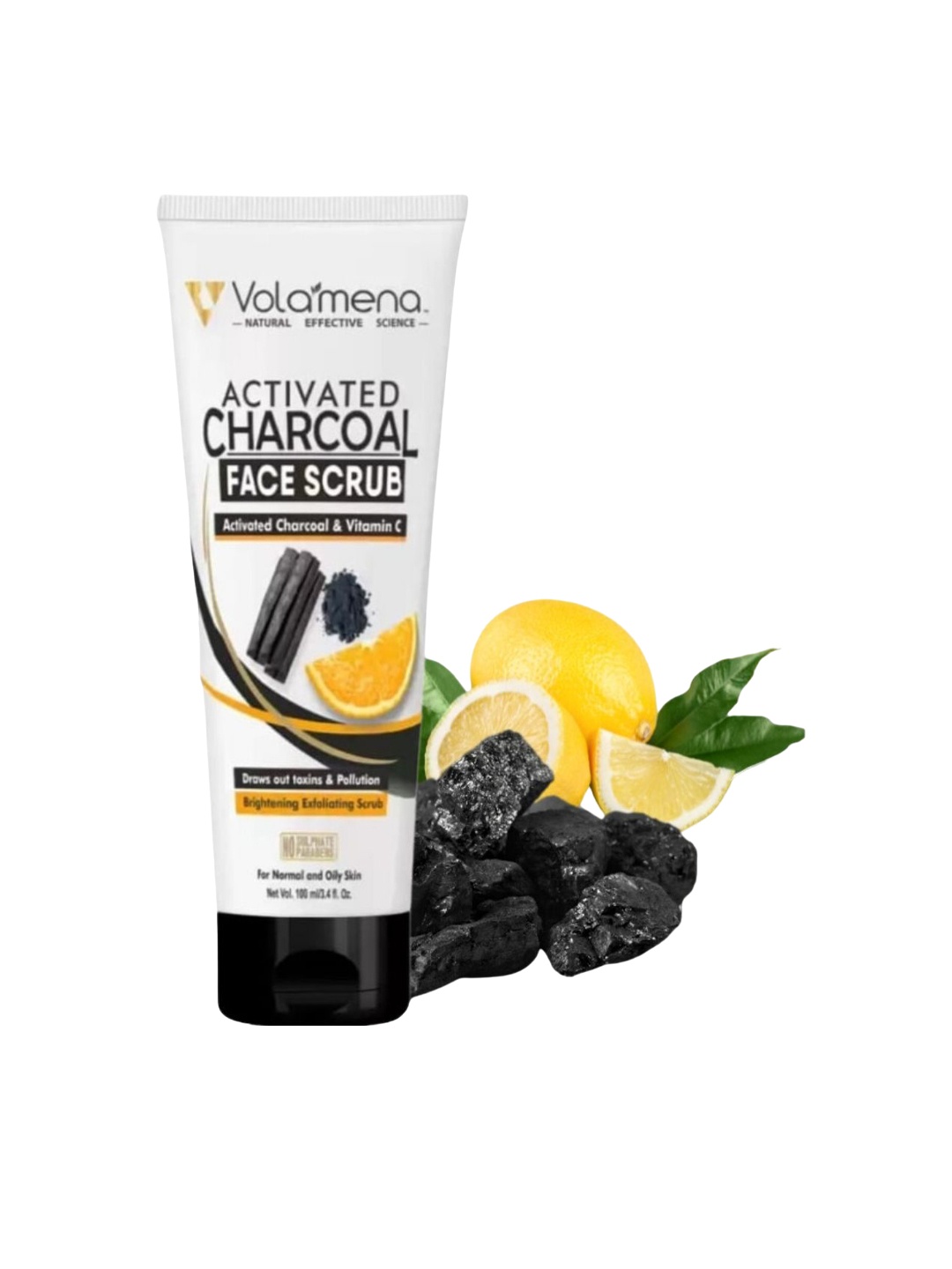 

Volamena Activated Charcoal Face Scrub with Vitamin C - 100 ml, White