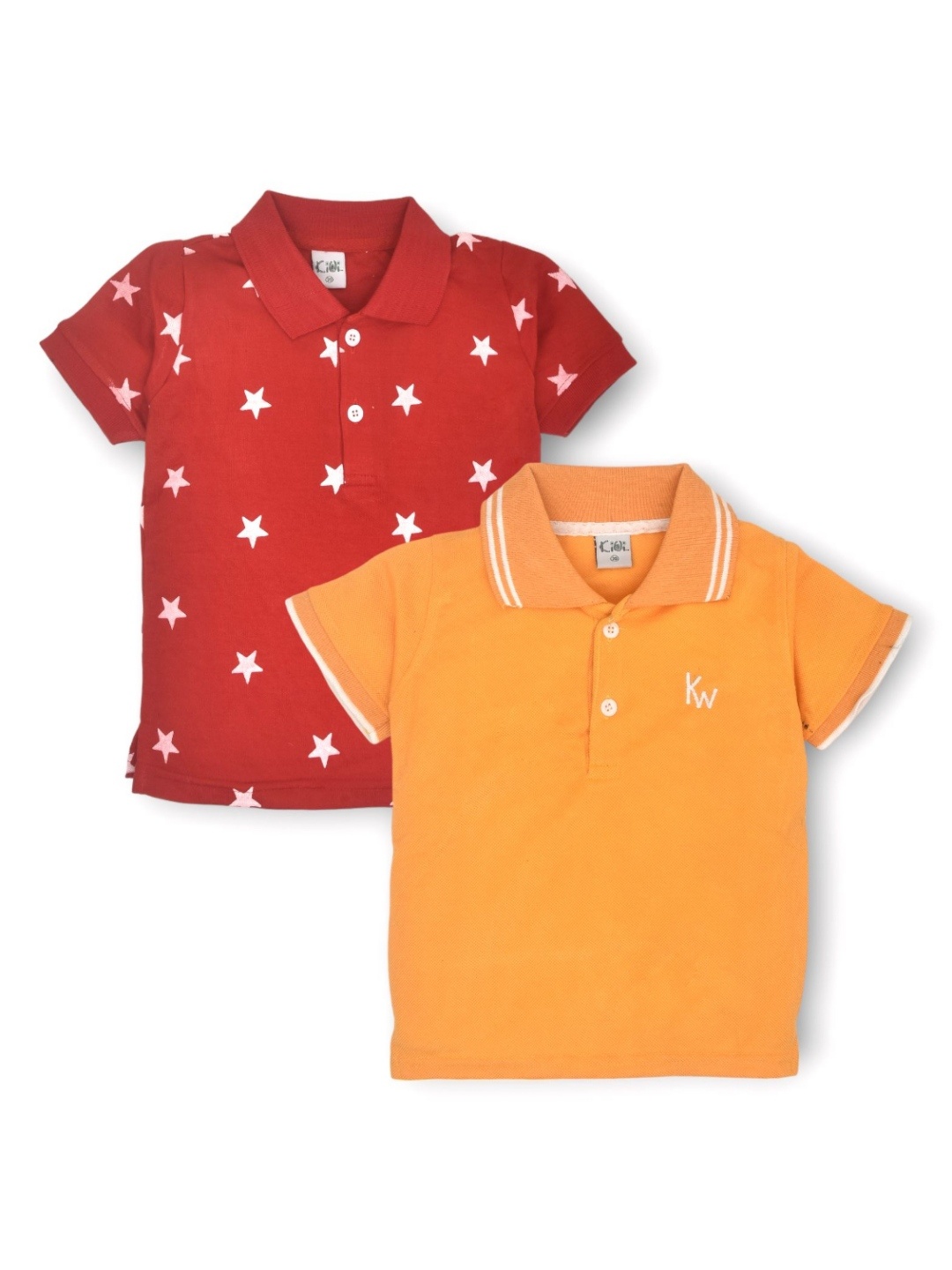 

BAESD Pack Of 2 Boys Conversational Printed Polo Collar Cotton T-shirts, Red