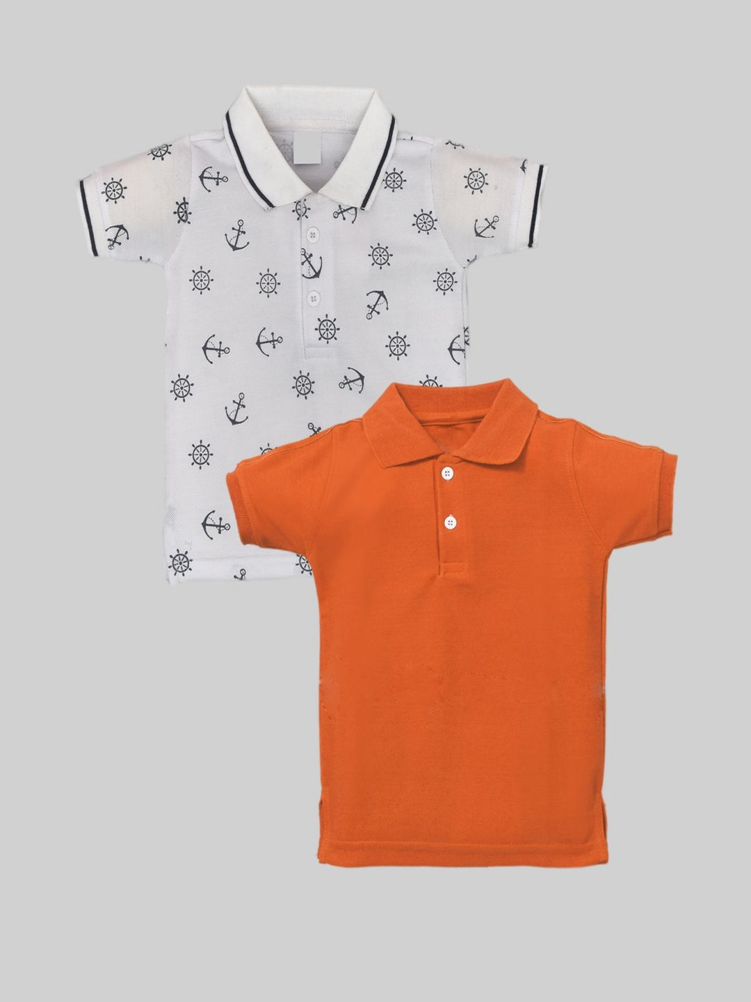 

BAESD Pack Of 2 Boys Conversational Printed Polo Collar Cotton T-shirts, White