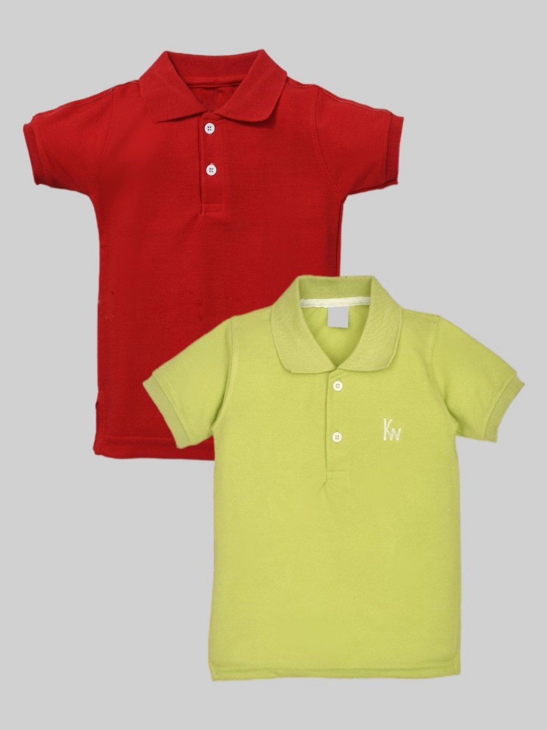 

BAESD Pack Of 2 Boys Solid Polo Collar Cotton T-shirts, Red