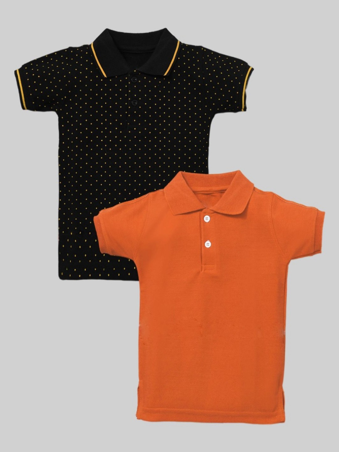 

BAESD Pack Of 2 Boys Solid Polo Collar Cotton T-shirts, Black