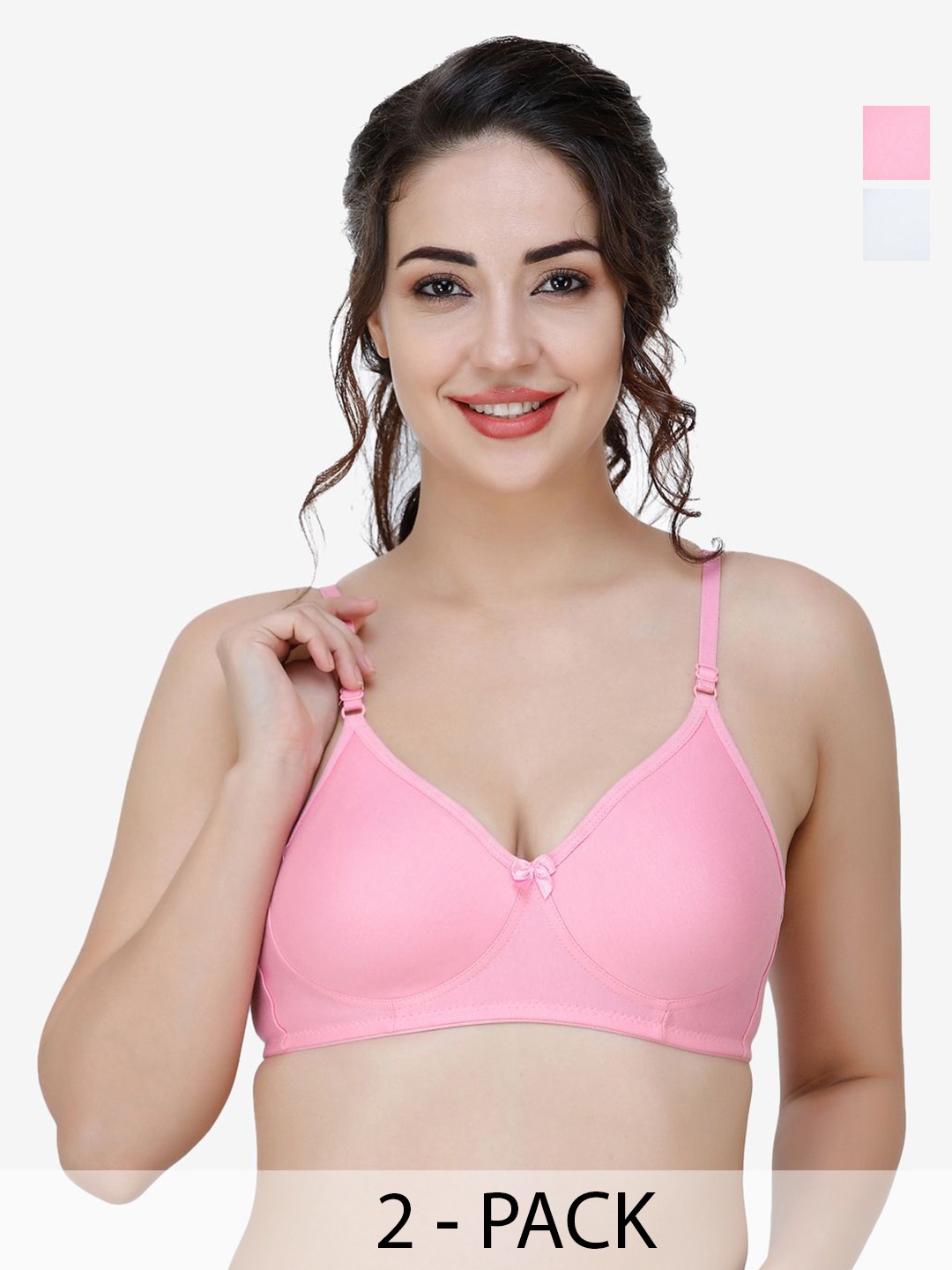 

Docare Women Pack of 2 Full Coverage T-shirt Non Padded Bra, Pink
