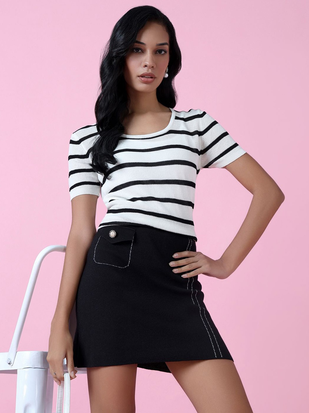 

SHOWOFF Striped Top, White