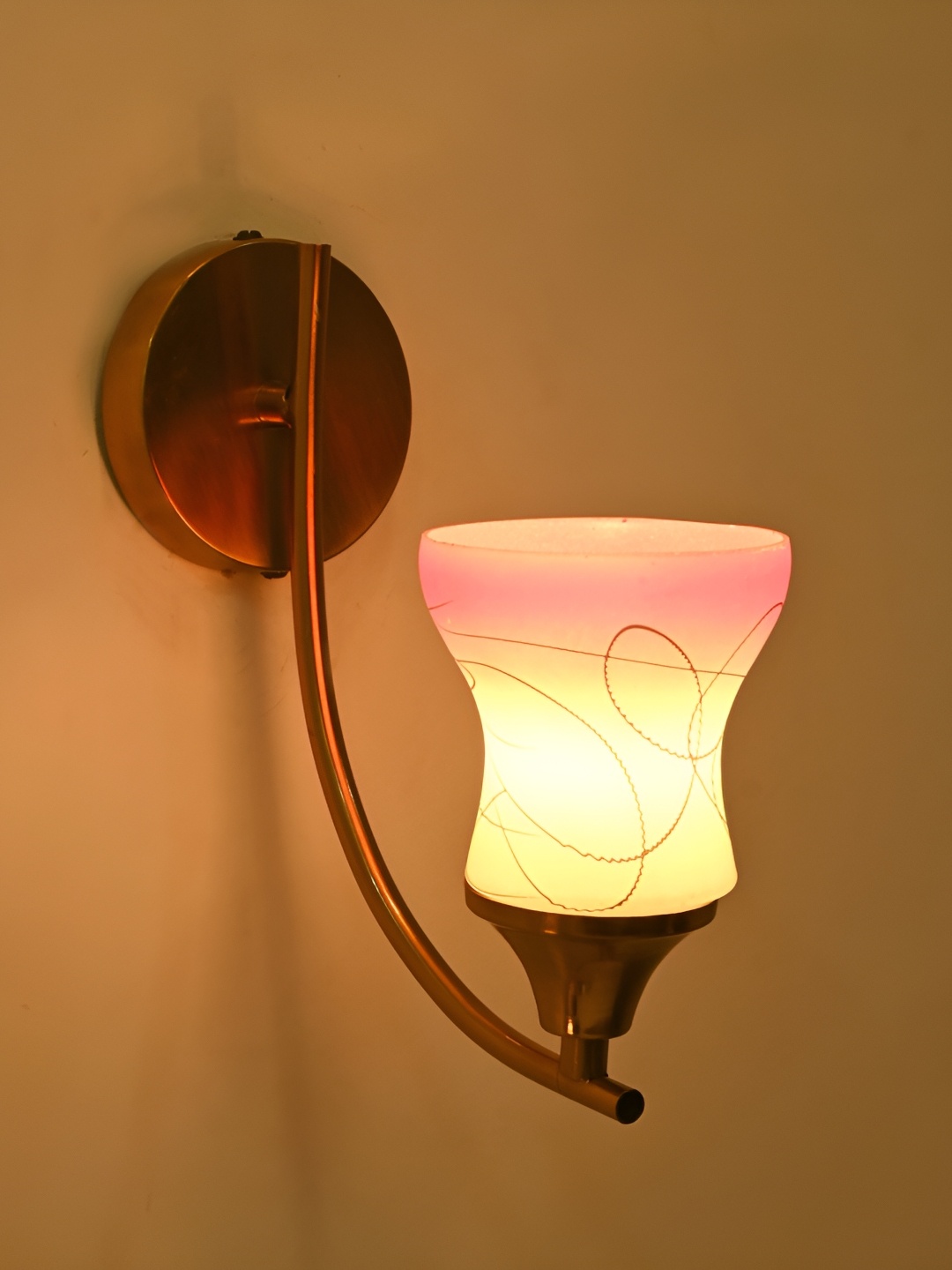 

Afast Pink & White Glass Printed Glass Bell Shaped Wall Lamp