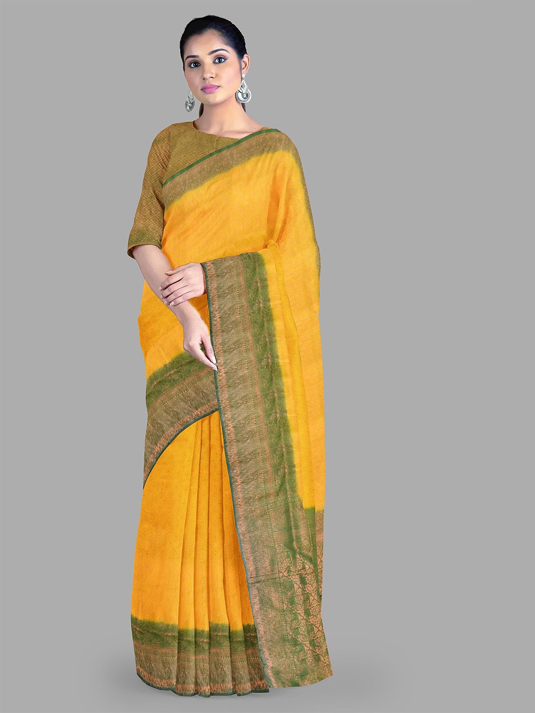 

The Chennai Silks Woven Design Zari Banarasi Saree, Yellow