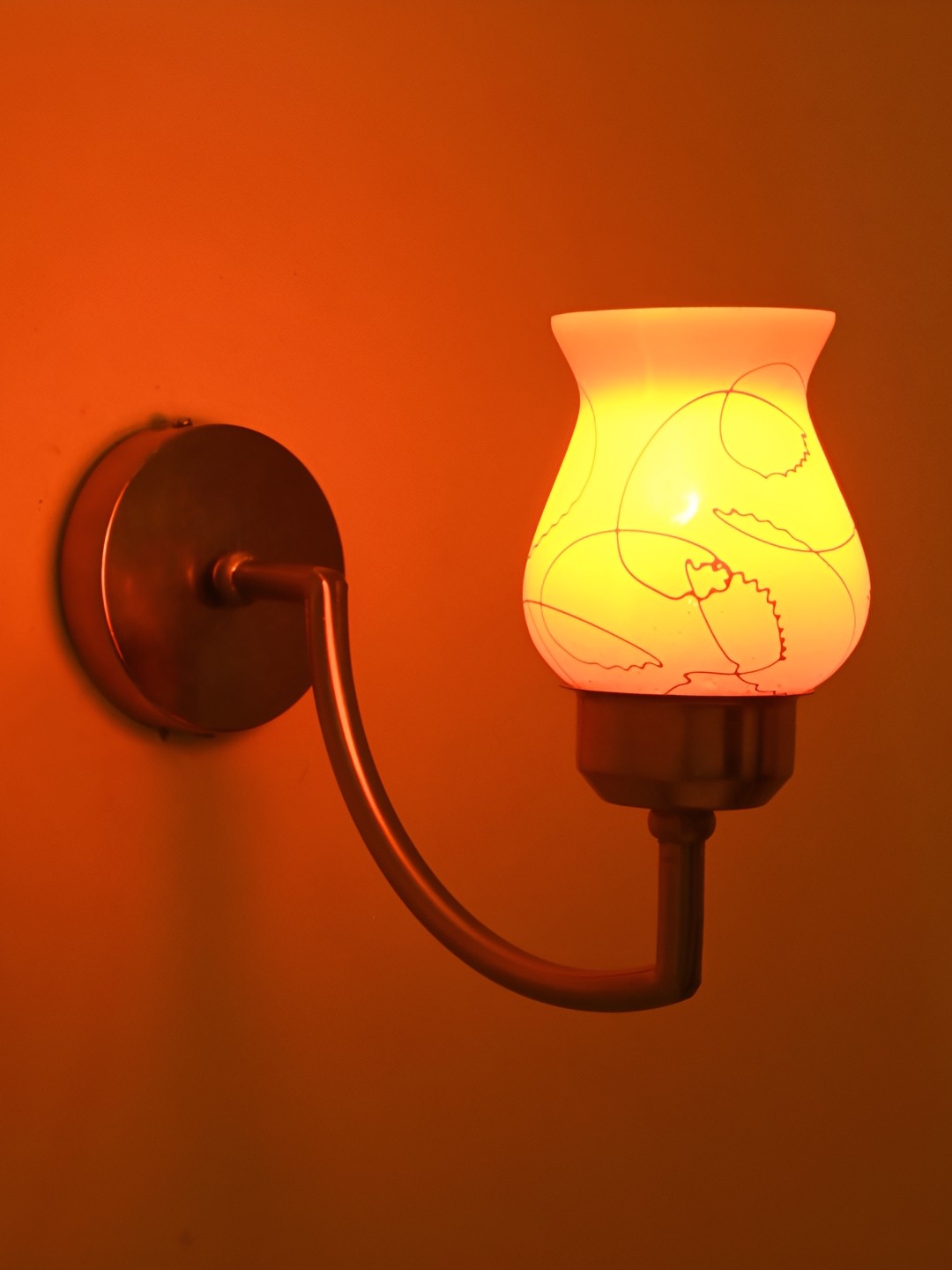 

Afast Orange-Coloured & White Abstract Contemporary Bell Shaped Glass Wall Lamp