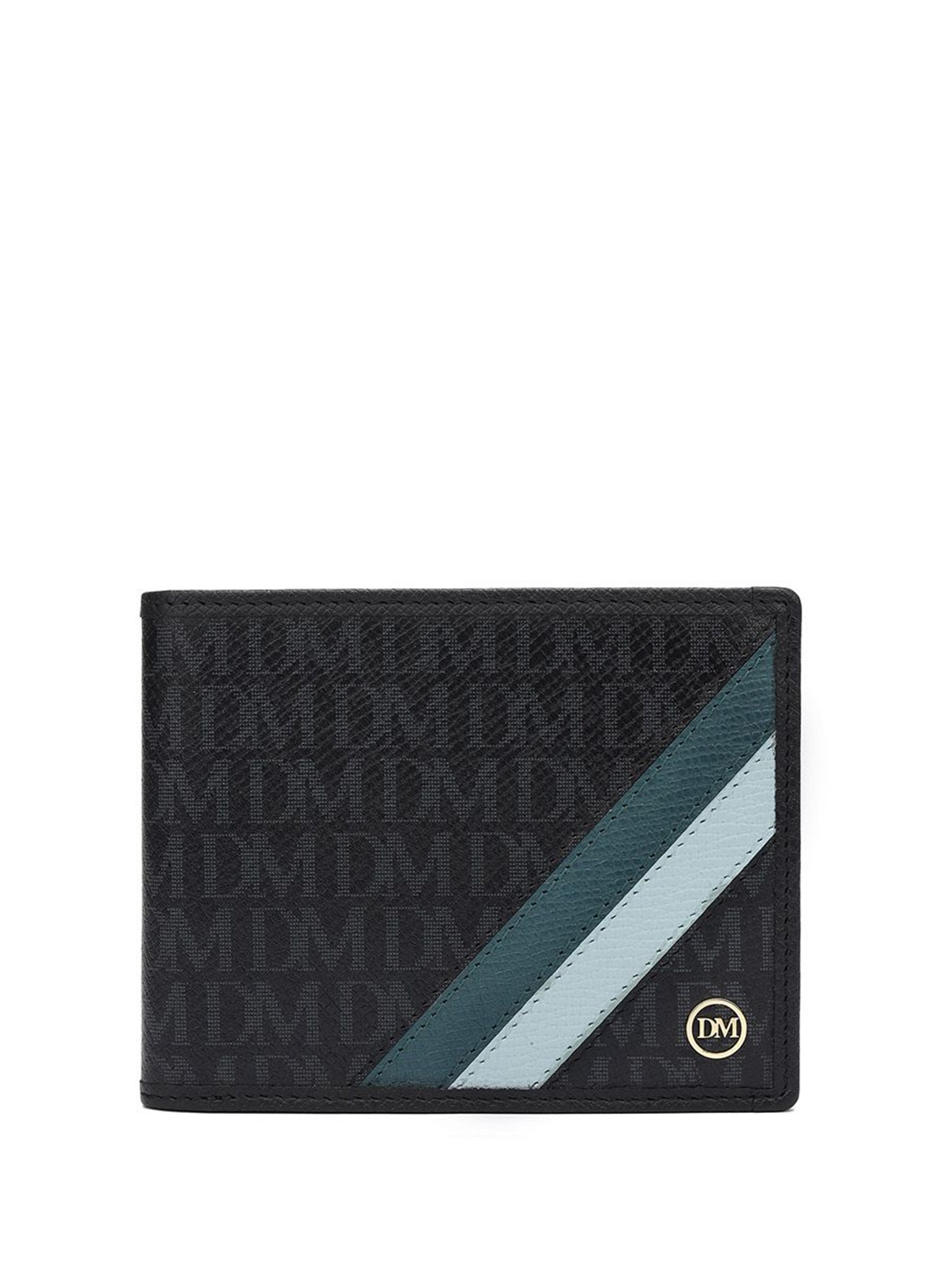 

Da Milano Men Printed Leather Two Fold Wallet, Black