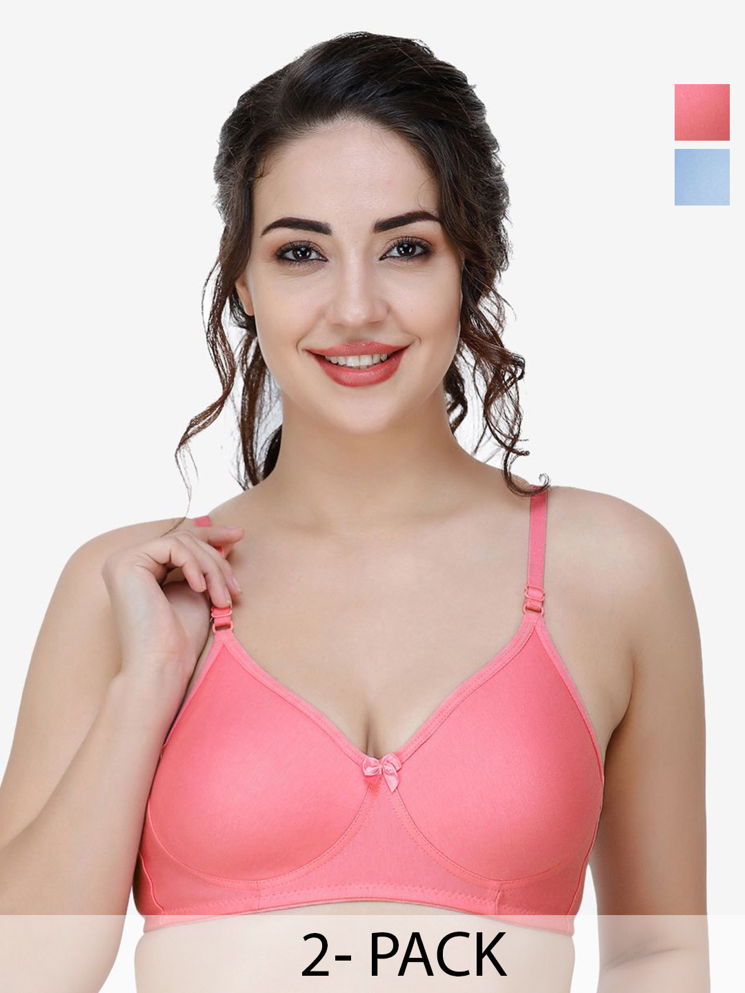 

Docare Women Pack Of 2 Full Coverage Non Padded T-shirt Bra, Red