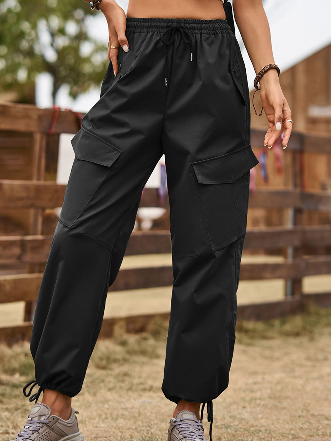 

StyleCast Women Cargo Styles Joggers Trousers, Black