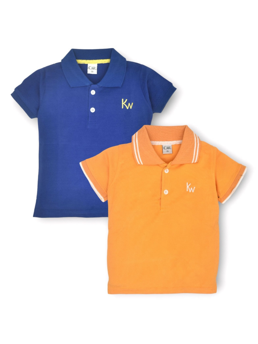 

BAESD Pack Of 2 Boys Solid Polo Collar Cotton T-shirts, Gold