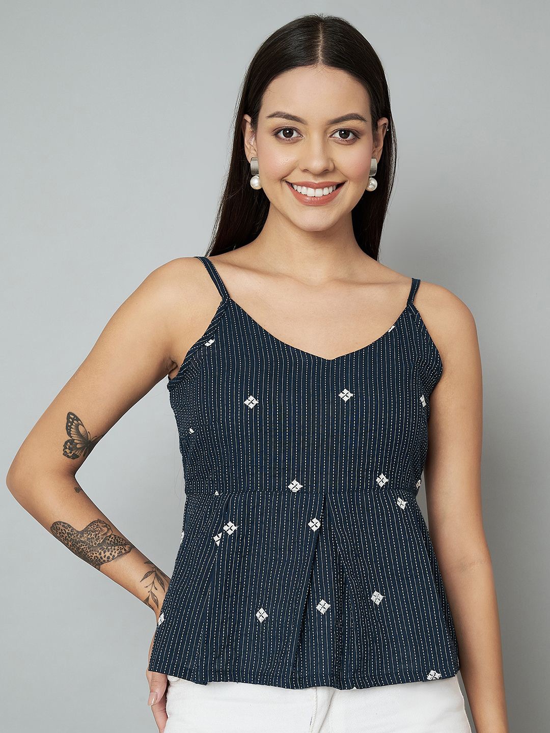 

Anouk Print Cotton Top, Blue