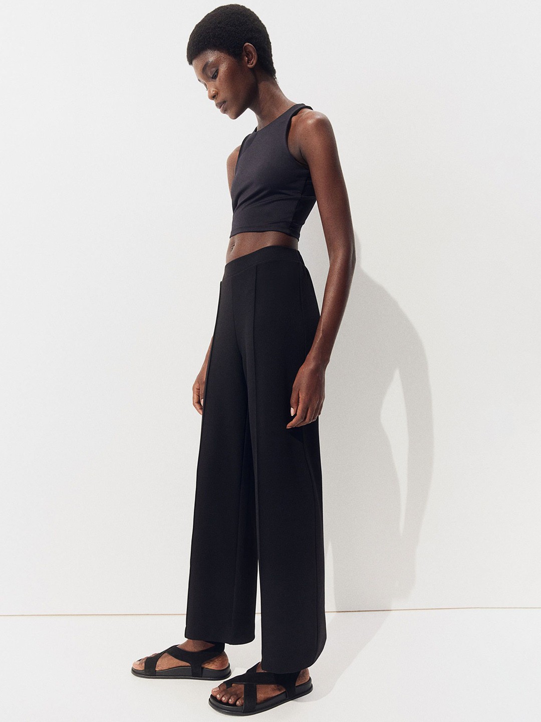

H&M Women Crease-Front Trouser, Black