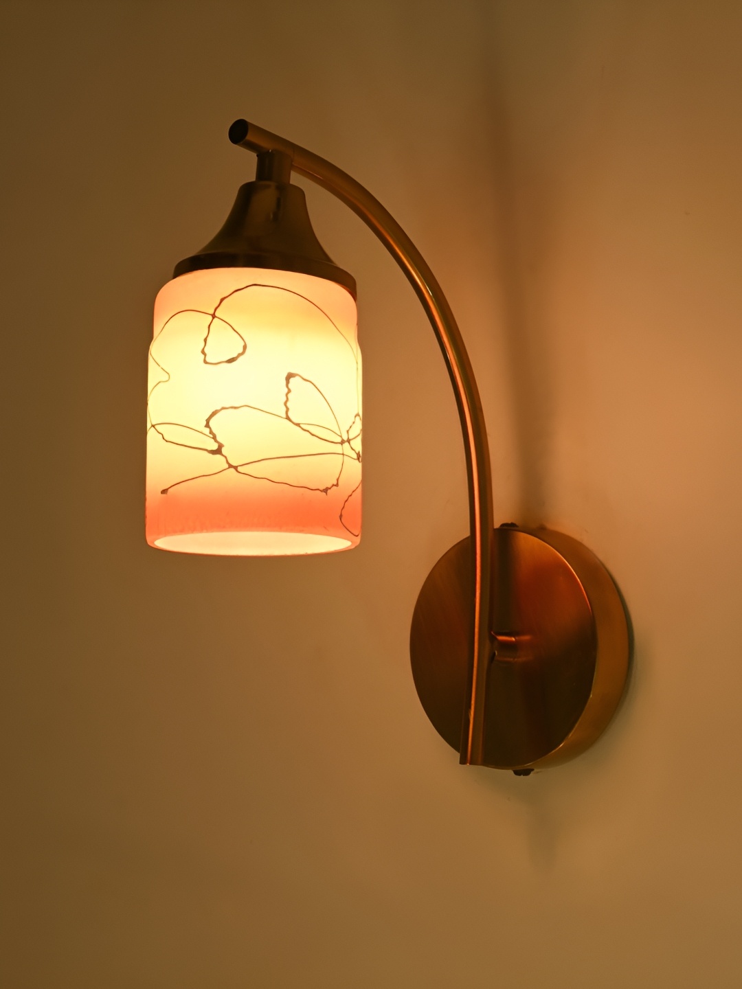 

Afast Orange Colored & White Printed Glass Contemporary Cylinder Wall Lamp