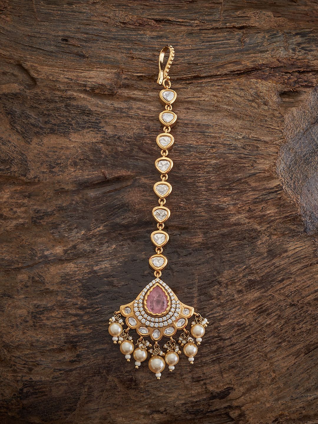 

Kushal's Fashion Jewellery Gold-Plated Kundan Studded & Beaded Maang Tikka