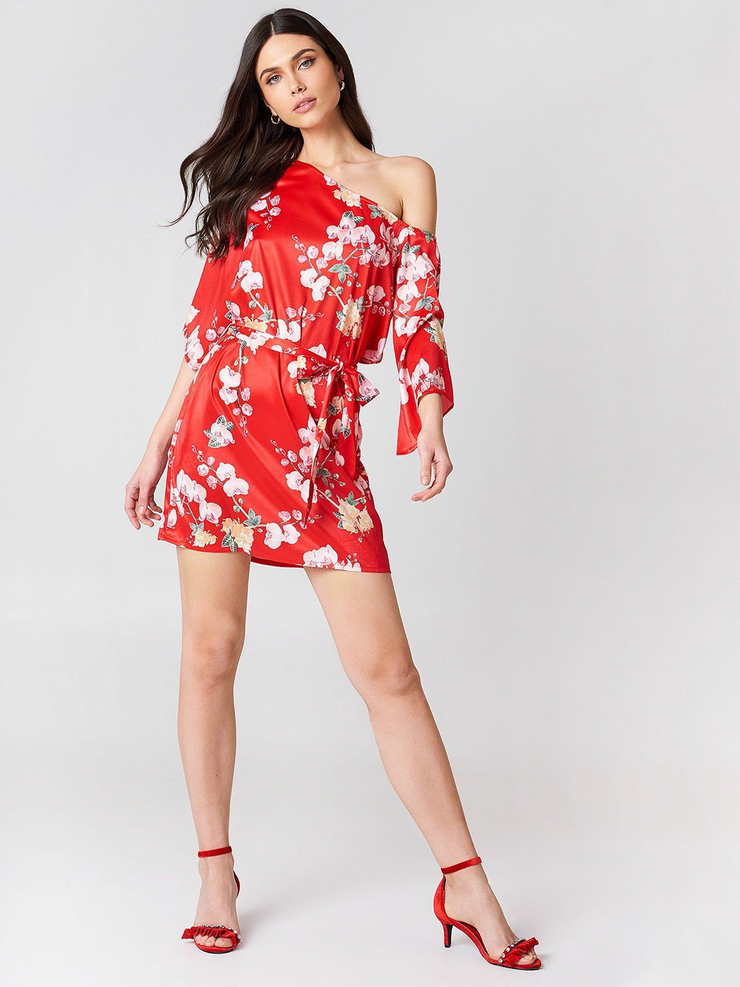 

TIRA Women Floral Print A-Line Mini Dress, Red