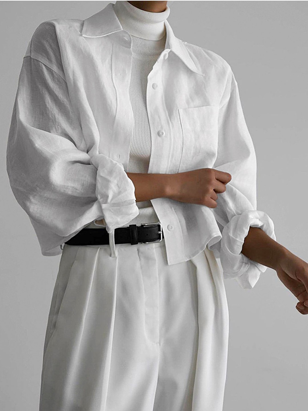 

LULU & SKY Bell Sleeve Cotton Shirt Style Top, White