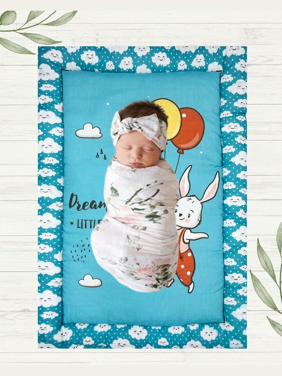 

NEW COMERS Infants Printed Cotton Sleeping Mat, Blue