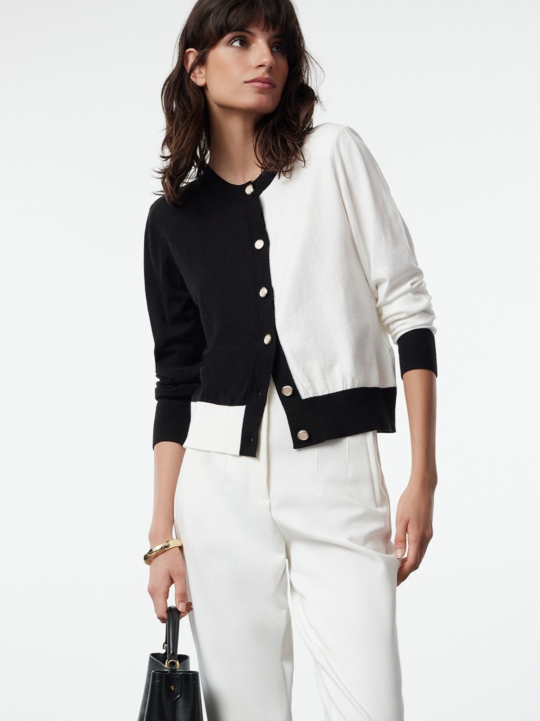 

Trendyol Women Colourblocked Cardigan, White