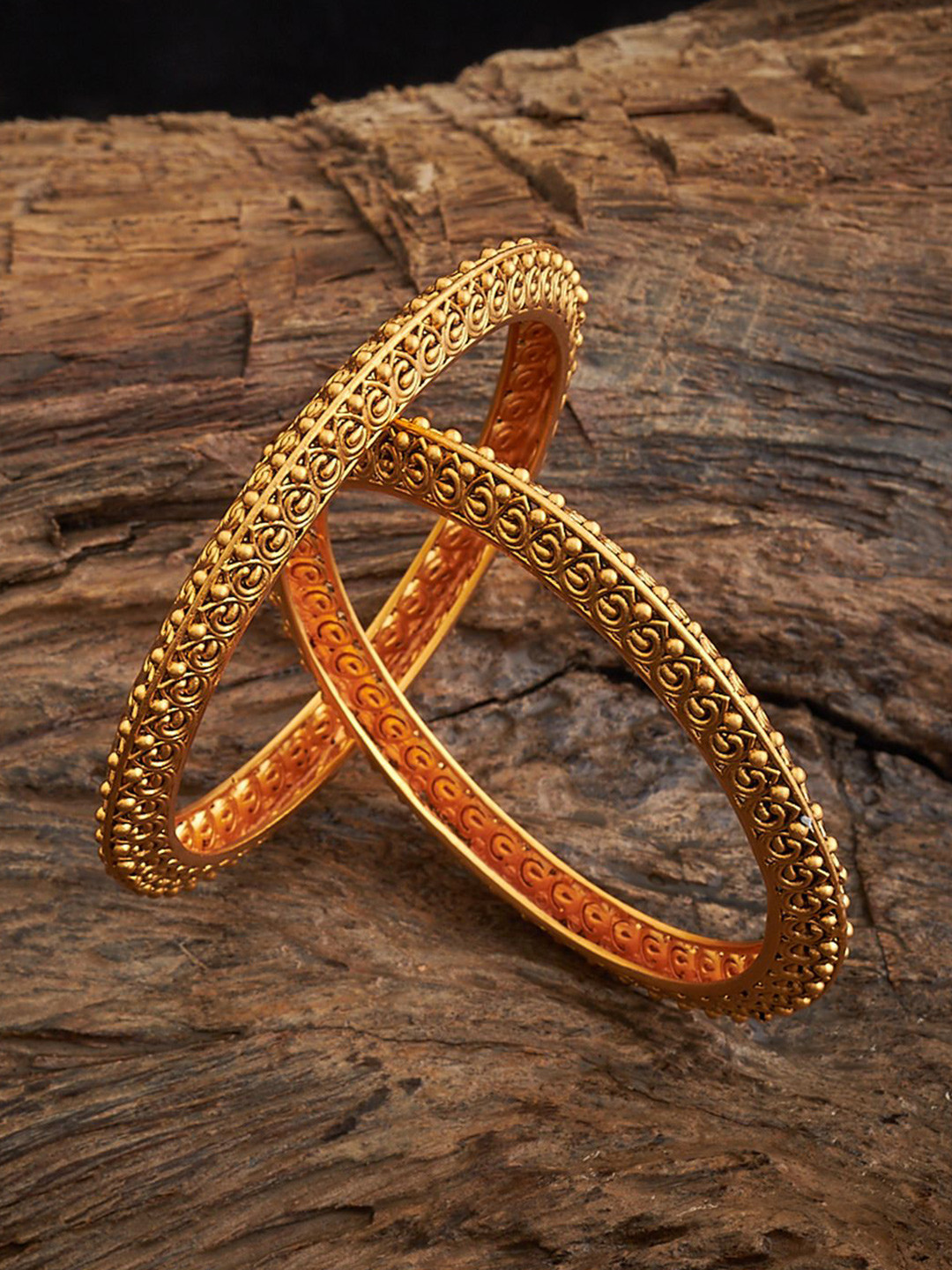 

Kushal's Fashion Jewellery Set Of 2 Gold-Plated Bangles