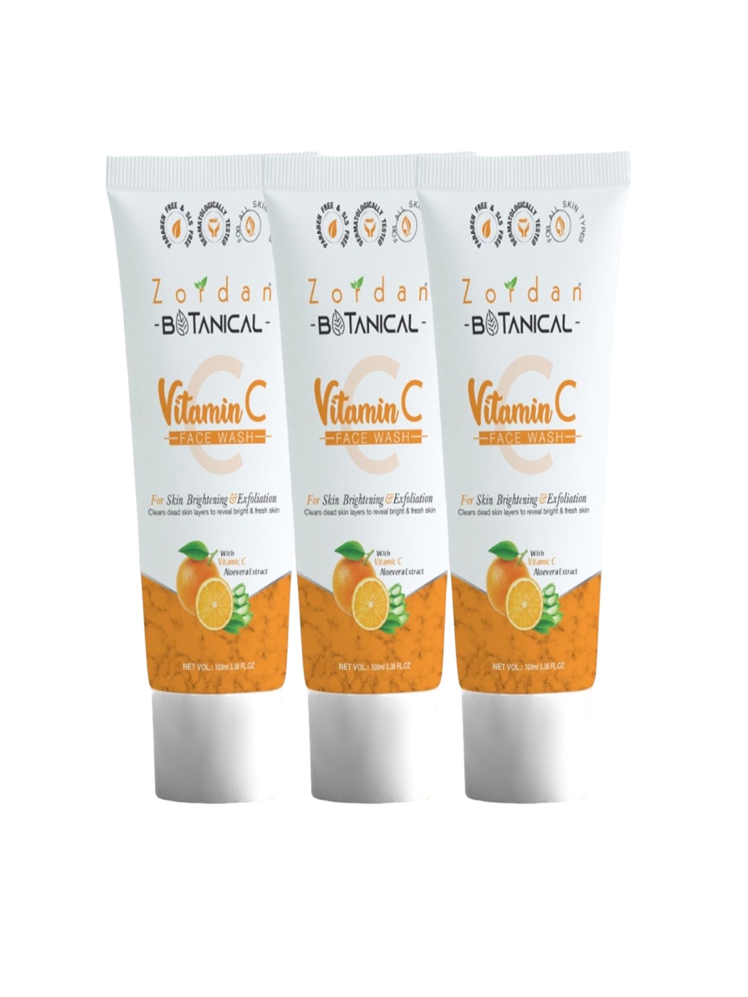 

ZORDAN Set Of 3 Botanical Vitamin C Face Wash - 100 ml Each, Orange