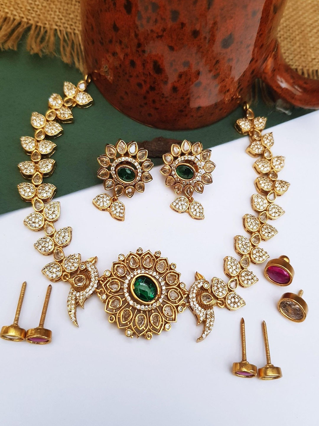 

GRIIHAM Gold-Plated Cubic Zirconia Studded Jewellery Set