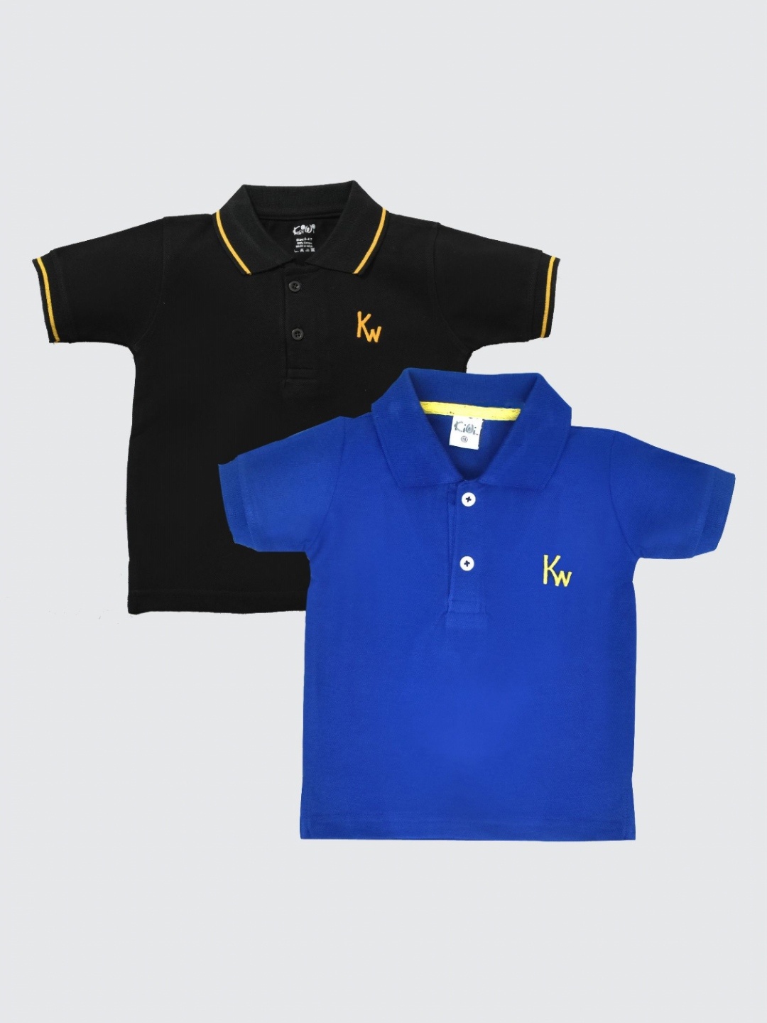 

BAESD Pack Of 2 Boys Solid Polo Collar Cotton T-shirts, Black
