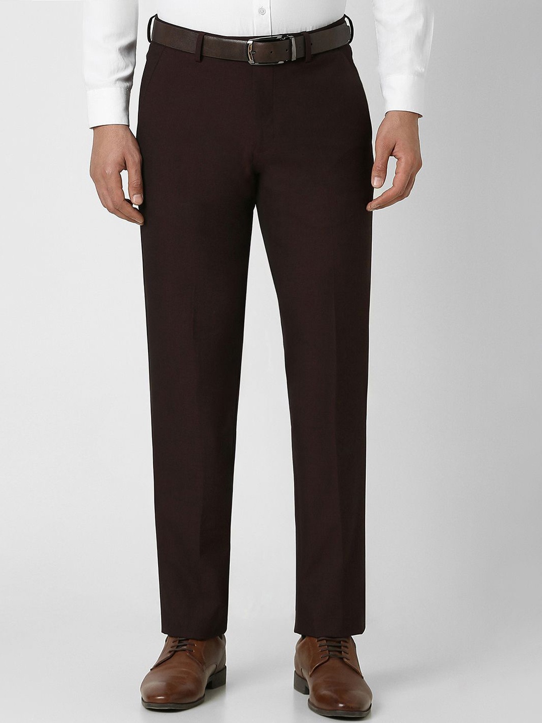

Van Heusen Men Solid Slim Fit Trousers, Brown