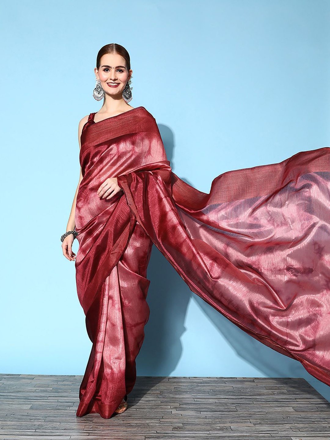 

KALINI Tie and Dye Zari Saree, Mauve