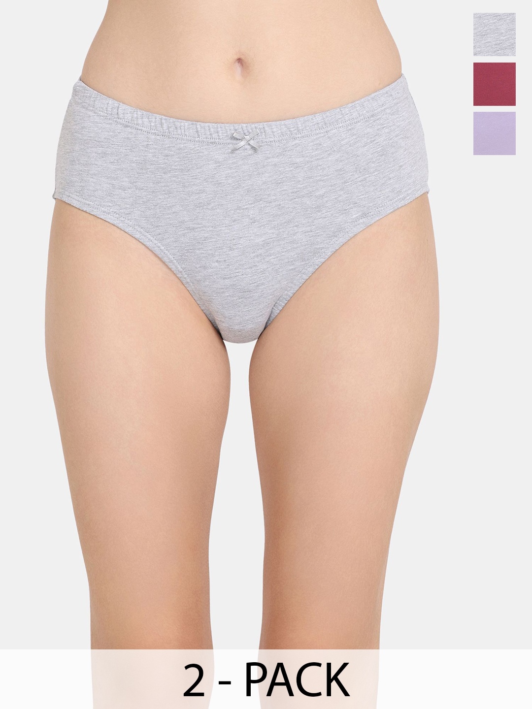 

Rosaline by Zivame Women Pack Of 3 Assorted Mid-Rise Hipster Briefs, Grey