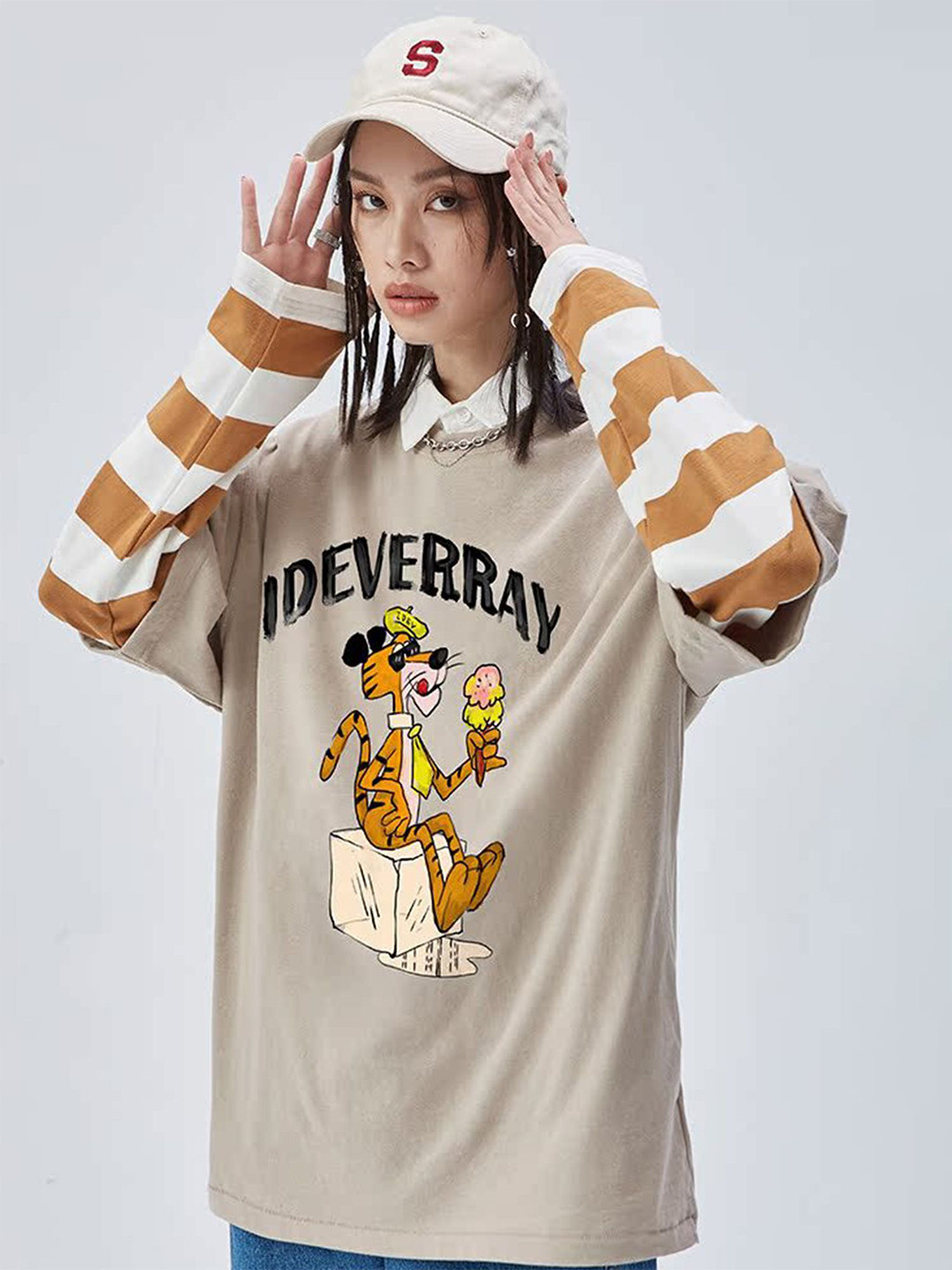 

LULU & SKY Print Cotton Shirt Style Top, Camel brown