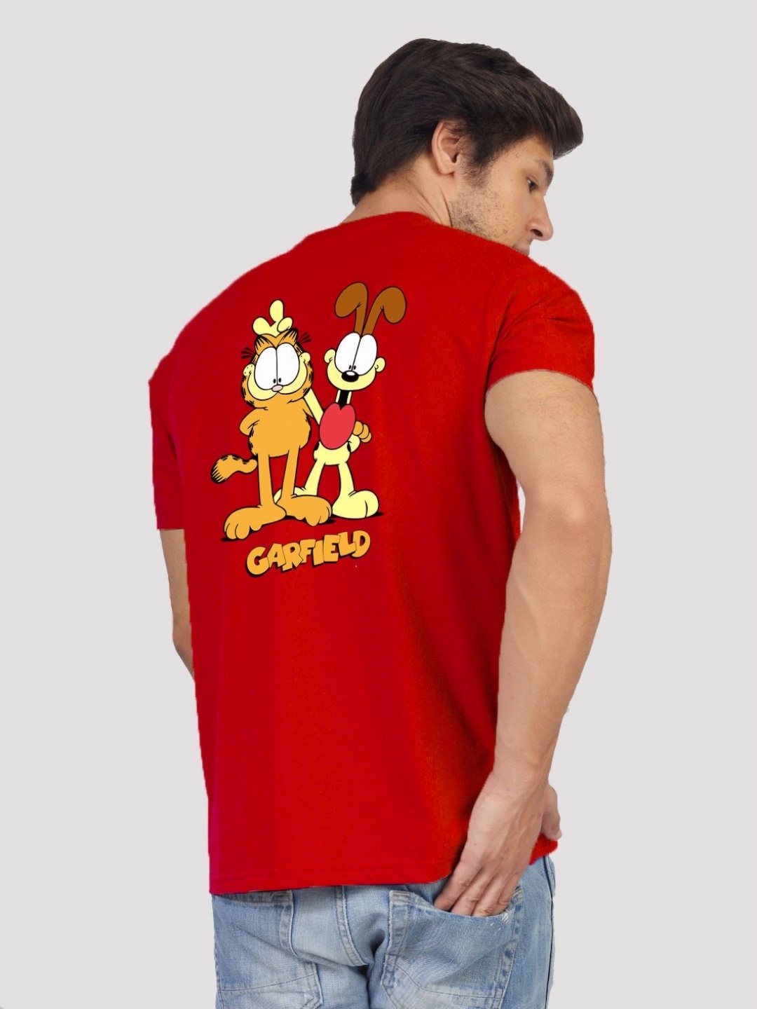 

Greylongg Men Graphic Printed Round Neck Cotton T-shirt, Red