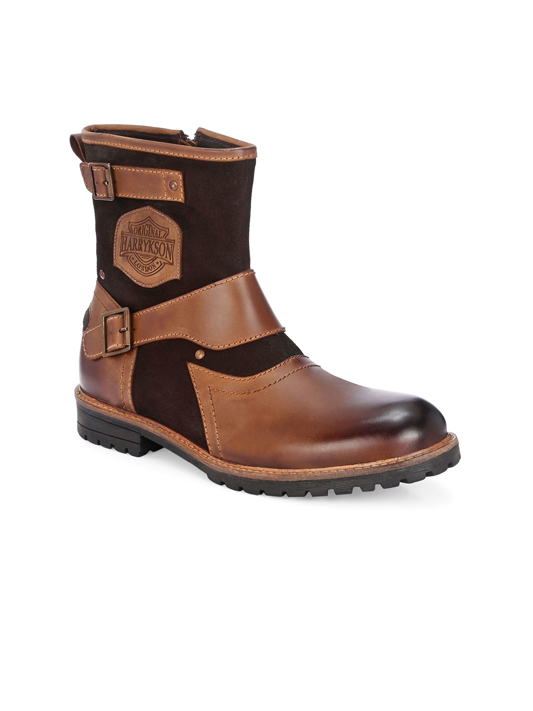 

Harrytech London Men Genuine Leather Casual Biker Boots, Brown
