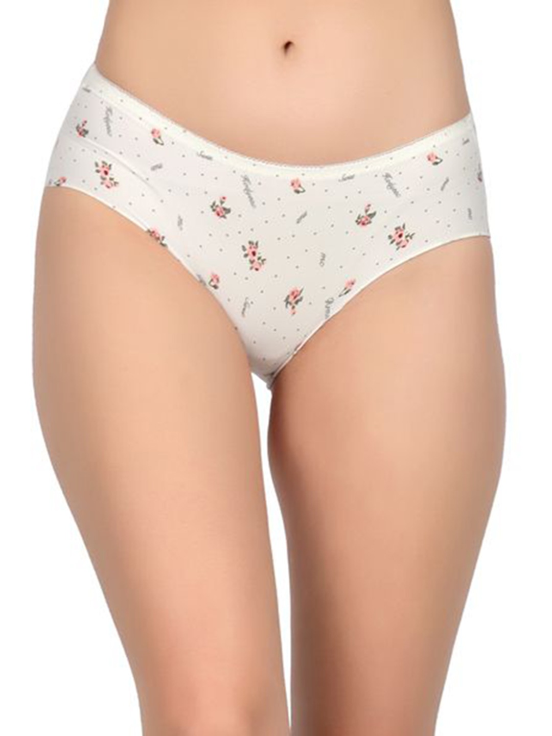 

bare dezire Women Printed Mid-Rise Seamless Hipster Briefs, White