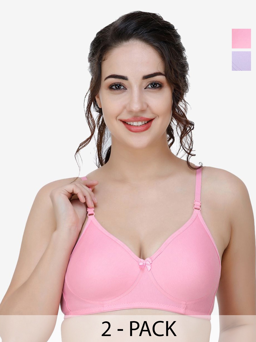 

Docare Women Pack Of 2 Full Coverage Non Padded T-shirt Bra, Pink