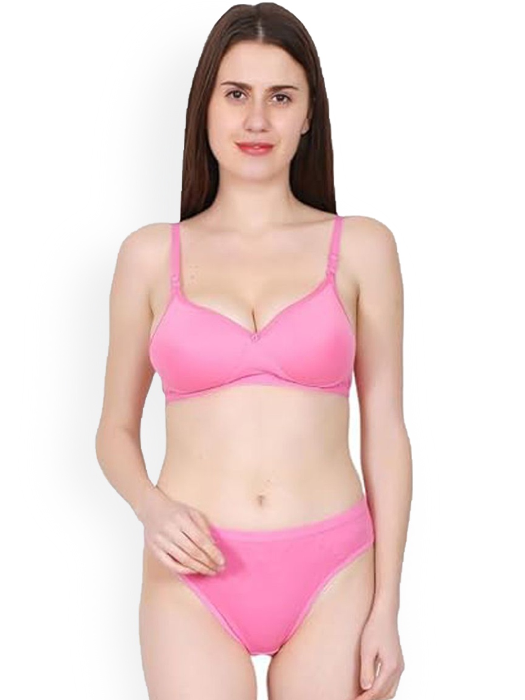 

chia fashions Padded Cotton Lingerie Set, Pink